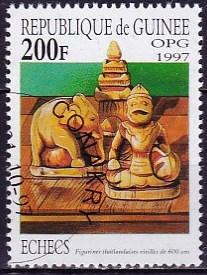 Timbre: Pi&egrave;ces de jeu d'&eacute;checs tha&iuml;landais