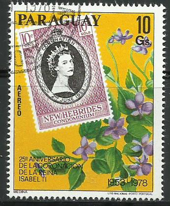 Timbre: 25e anniv. du couronnement d'Elizabeth - New h&eacute;brides