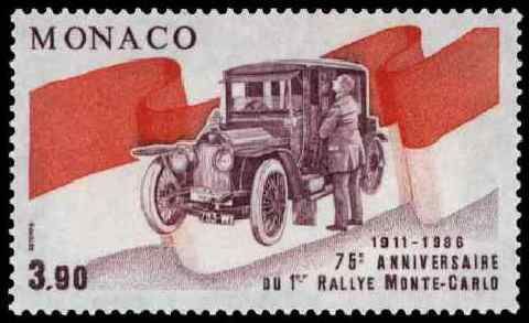 Timbre: 75&deg; anniversaire  du Rallye de Monte Carlo