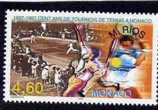Timbre: Cent ans de tournoi de tennis avec nom du vainqueur