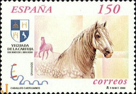 Timbre: Manade de la Cartuja-Hierro del Bocado, cheval andalou