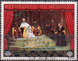 Timbre: Journ&eacute;e internationale du th&eacute;&acirc;tre Le marchand de Venise