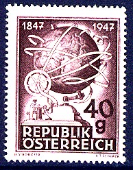 Timbre: Centenaire du t&eacute;l&eacute;graphe autrichien