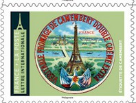 Timbre: Tour eiffel : boite de camembert