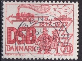 Timbre: 125 ans du chemin de fer danois.