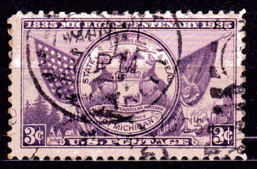 Timbre: Centenaire de l'&Eacute;tat du Michigan