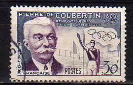 Timbre: Pierre de Coubertin (1863-1937)