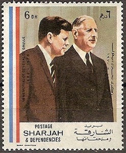 Timbre: G&eacute;n&eacute;ral de Gaulle et Kennedy