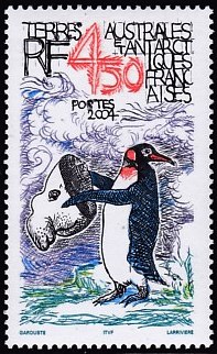 Timbre: Dessin humoristique, manchot