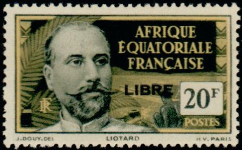 Timbre: Victor Liotard surcharg noir LIBRE (20F noir et jaune).