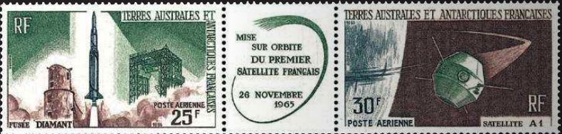 Timbre: Lancement du 1er satellite fran&ccedil;ais.