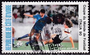 Timbre: C&ocirc;te d'Ivoire - Coupe du Monde de foot en Italie
