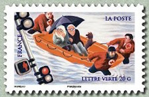 Timbre: Croix Rouge  Secours aux victimes d'inondations