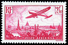 Timbre: Avion survolant Paris