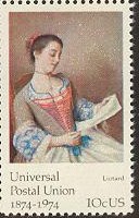 Timbre: Centenaire de l'UPU : ''La Belle liseuse'' de Liotard