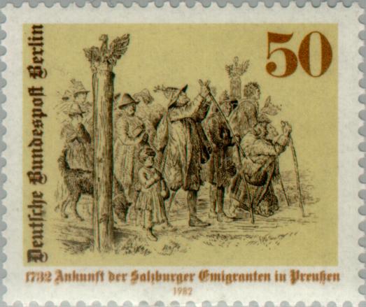 Timbre: 150 ans des salzbourgeois en Prusse