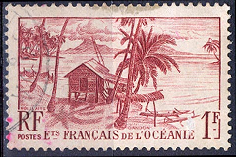 Timbre: S&eacute;rie Courante - Maison sur la plage