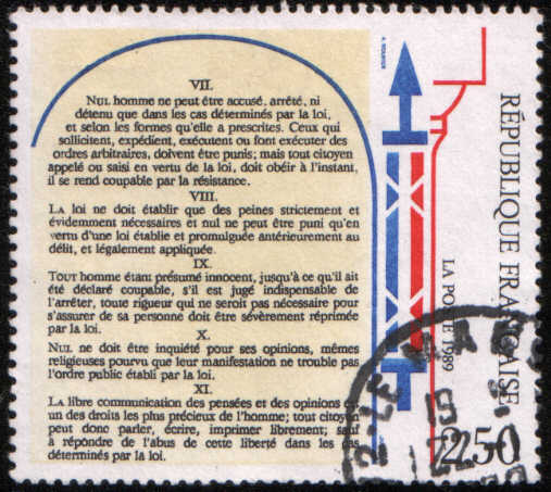 Timbre: D&eacute;claration des Droits de l'Homme : articles VII-XI