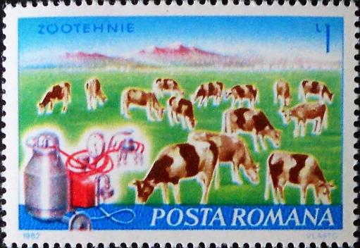 Timbre: Troupeau de vaches, trayeuse automatique