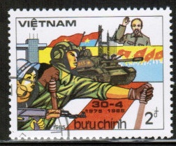 Timbre: Anniv. de la lib&eacute;ration de Sa&iuml;gon