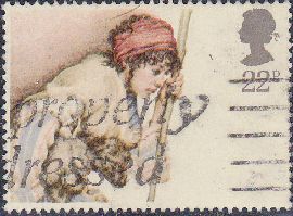 Timbre: Noël -  le berger et son agneau