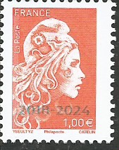 Timbre: Marianne orange surcharg&eacute;e