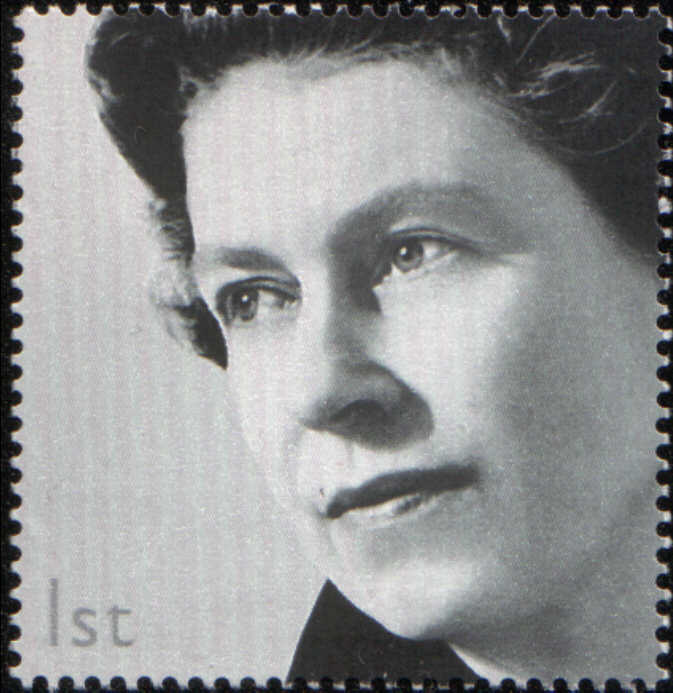 Timbre: Elizabeth II, photo noir et blanc
