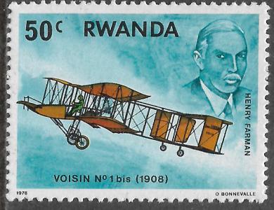 Timbre: Henry Farman et le Voisin n&deg; 1bis (1908)