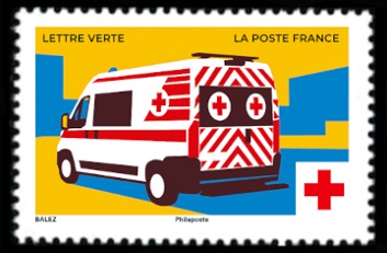 Timbre: Croix Rouge fran&ccedil;aise :Ambulance
