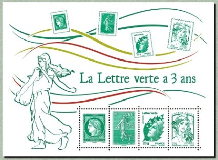 Timbre: La Lettre verte a 3 ans