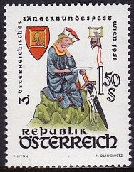 Timbre: F&ecirc;te f&eacute;d&eacute;rale des chanteurs, enluminure