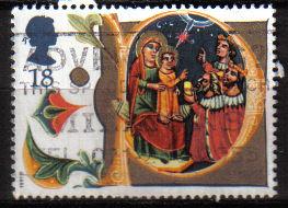 Timbre: No&euml;l: lettre P et  Adoration des Mages