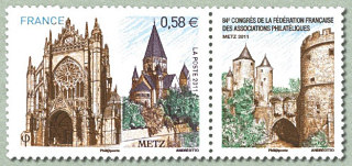 Timbre: 84e Congr&egrave;s de la FFAP - Metz avec vignette