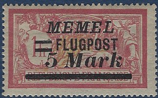 Timbre: Merson Memel Flugpost- 5Mark/1F