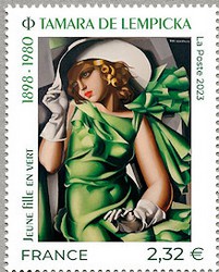 Timbre: Jeune fille en vert de Tamara de Lempika
