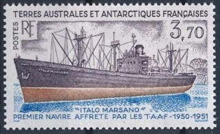 Timbre: "Italo Marsano" premier navire affr&eacute;t&eacute; par les T.A.A.F.