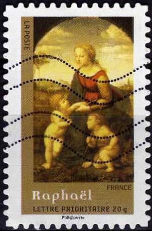 Timbre: Art - La belle jardinière, de Raphaël