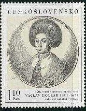 Timbre: Dame au bonnet par Vactav Hollar