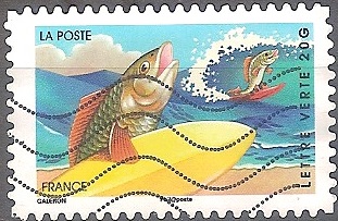 Timbre: Poisson surfeur