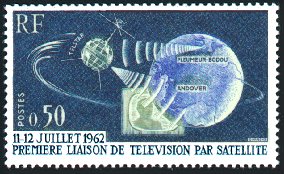 Timbre: Premi&egrave;re liaison de t&eacute;l&eacute;vision par satellite