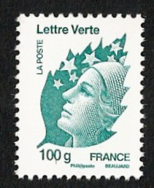 Timbre: Marianne de Beaujard lettre verte 100 gr