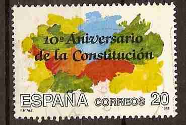 Timbre: 10&egrave;me anniversaire de la Constitution.