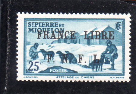 Timbre: Attelage surcharg&eacute; FRANCE-LIBRE.