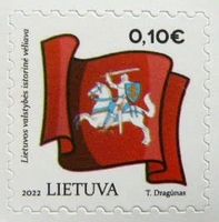Timbre: Symboles de la Lituanie, drapeaux
