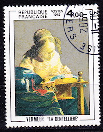 Timbre: &laquo; La Dentelli&egrave;re &raquo;, de Vermeer