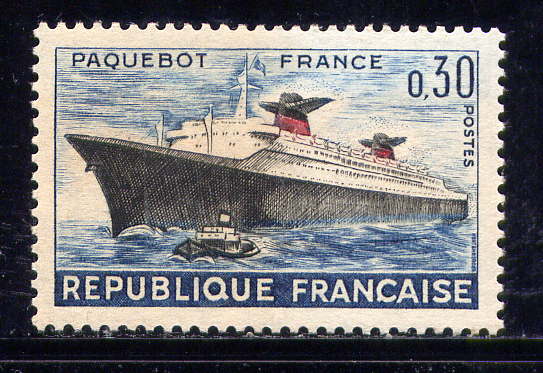 Timbre: Premier voyage du paquebot France