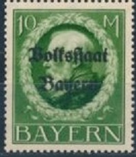 Timbre: Louis III (surcharg&eacute; Volksstaat Bayern)