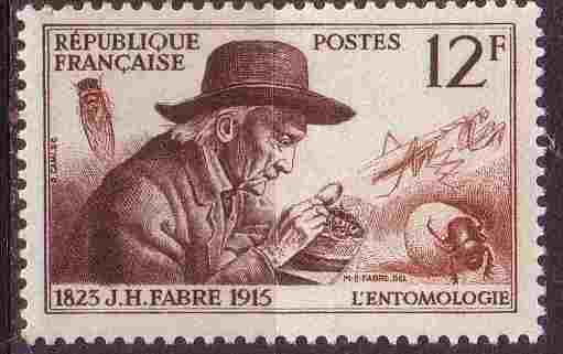 Timbre: Inventeurs c&eacute;l&eacute;bres. J-H Fabre entomologiste