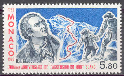 Timbre: 200 ans 1ere ascension du Mont-Blanc