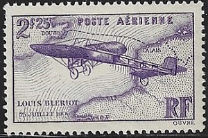 Timbre: Monoplan de Louis Bl&eacute;riot survolant la Manche